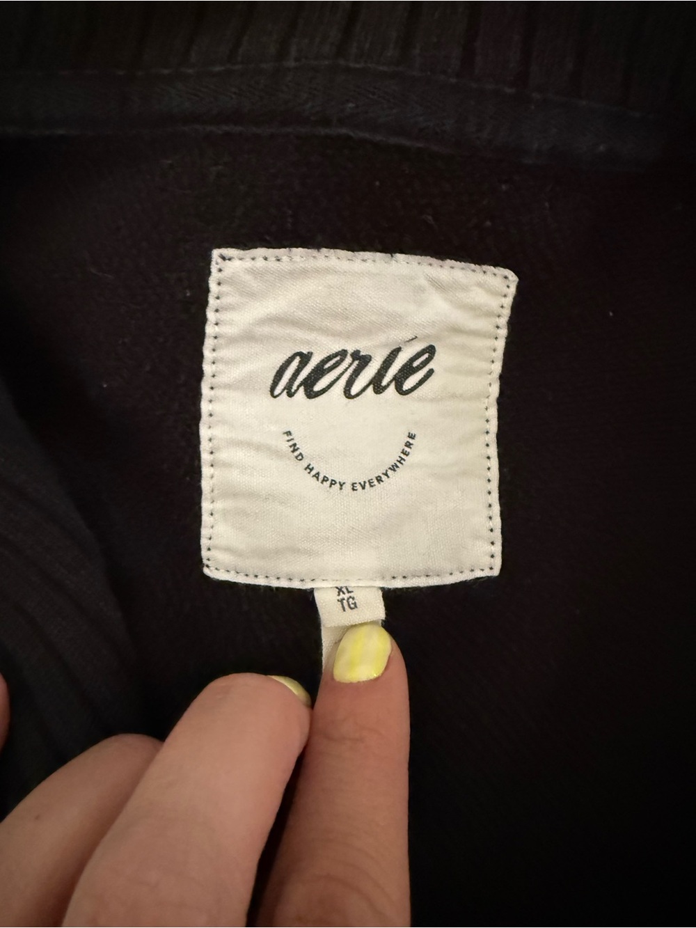 aerie Black Top with White Branded Label
